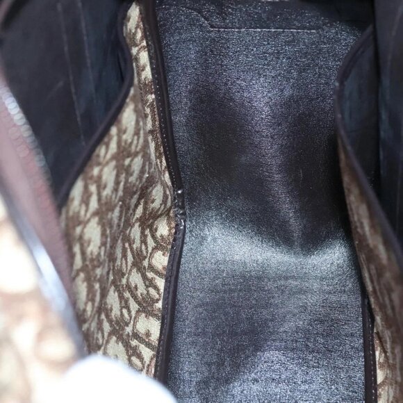 Christian Dior Trotter Canvas Hand Bag Brown Gold Auth BD2000 - Picture 12 of 16